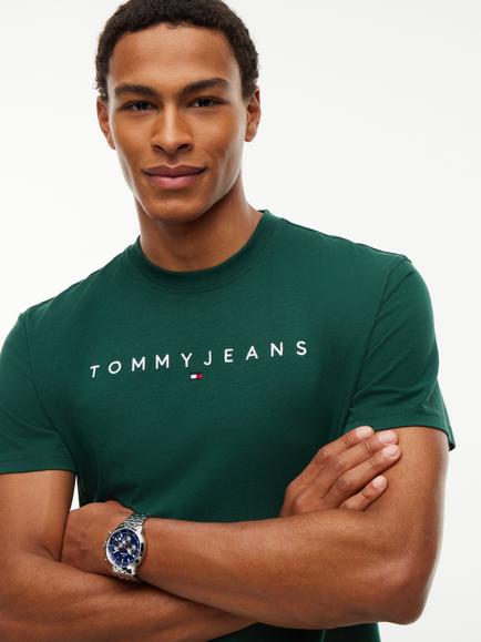 Tommy Jeans Cotton Linear Logo  T-Shirt - view 2, Green