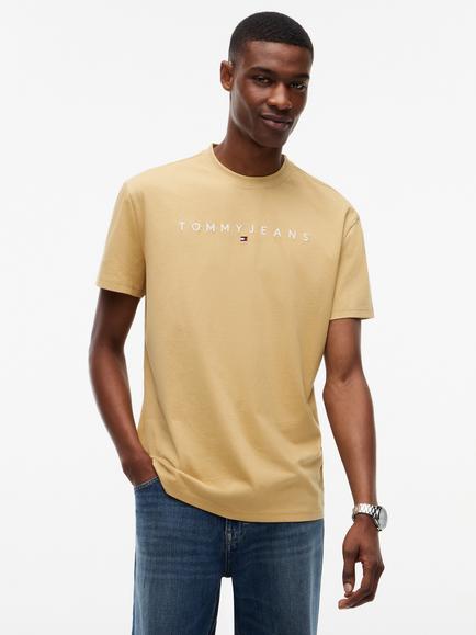 Tommy Jeans Cotton Linear Logo  T-Shirt, Beige