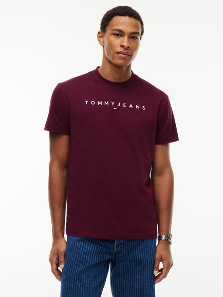 Tommy Jeans Cotton Linear Logo  T-Shirt, Red