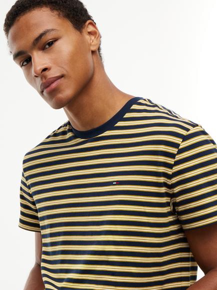 Tommy Jeans Cotton Stripe Crew Neck T-Shirt - view 2, Yellow
