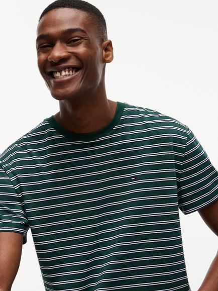 Tommy Jeans Cotton Stripe Crew Neck T-Shirt - view 2, Green