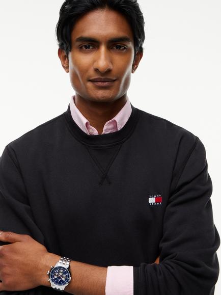 Tommy Jeans Cotton Rich Badge Crew Neck Jumper - view 2, Black