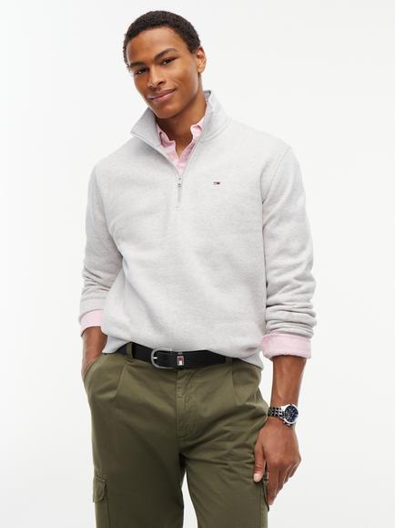 Tommy Hilfiger Tommy Flag Quarter Zip Sweatshirt, Grey