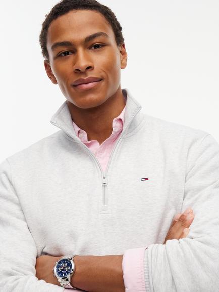 Tommy Hilfiger Tommy Flag Quarter Zip Sweatshirt - view 2, Grey