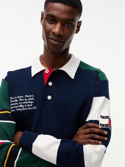 Tommy Hilfiger Colour Block Cotton Rugby Shirt, Multi - view 2, Multi