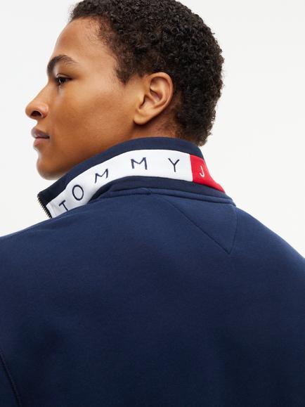 Tommy Jeans Branded Collar Zip-Neck Jumper - view 2, Blue