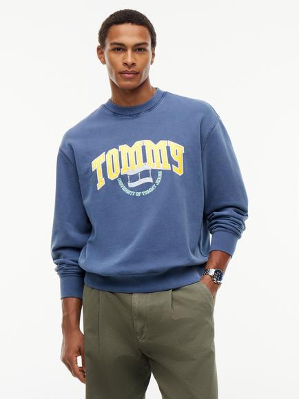 Tommy Jeans Varsity Crest Cotton Jumper, Blue, Blue