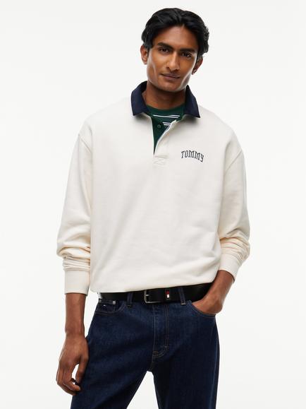 Tommy Jeans Cotton Rugby Sweatshirt, Off White, Off White