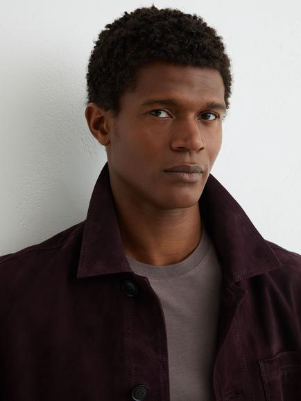 Reiss Wilstead Suede Jacket, Bordeaux - view 2, Bordeaux