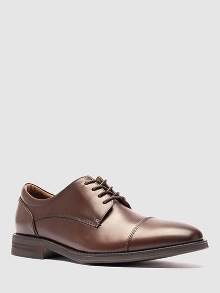 Rodd & Gunn Riverton Leather Derby Shoes, Dark Cognac - view 2, Dark Cognac