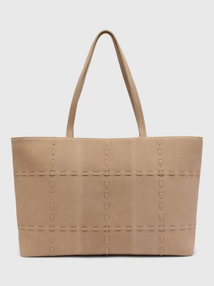 Whistles Suede Whipstitch Tote Bag, Neutral, Neutral