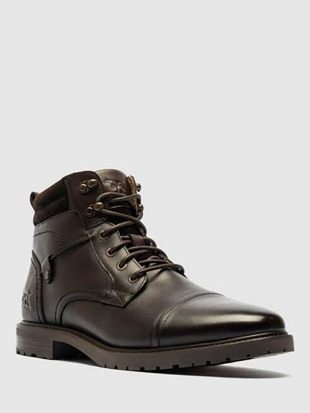 Rodd & Gunn Brookdale Leather Millitary Boots, Chocolate - view 2, Chocolate