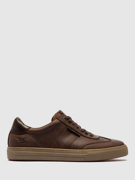 Rodd & Gunn Treble Leather Lace Up Trainers, Redwood, Redwood