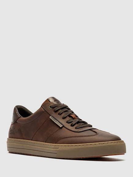 Rodd & Gunn Treble Leather Lace Up Trainers, Redwood - view 2, Redwood