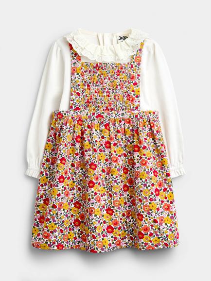 JoJo Maman Bébé Baby Ditsy Cord Pinafore Set, Rust Orange, Rust Orange