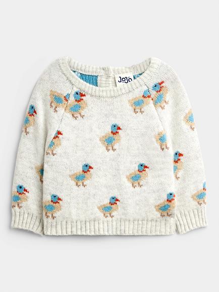 JoJo Maman Bébé Baby Knitted Duck Jumper and Leggings Set, Blue - view 2, Blue