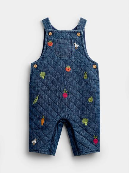 JoJo Maman Bébé Baby Dungaree and Bodysuit Set, Blue - view 2, Blue