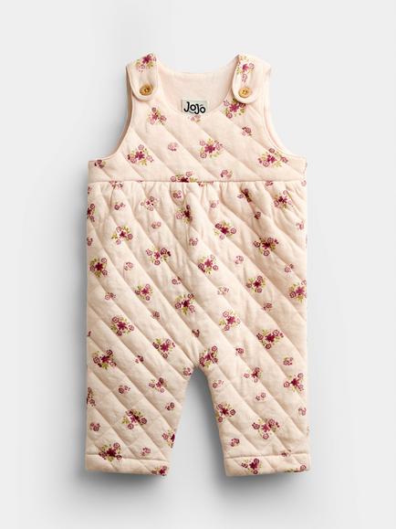 JoJo Maman Bébé Baby 2-Piece Bodysuit and Floral Dungaree Set, Pink - view 2, Pink
