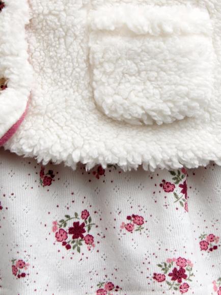 JoJo Maman Bébé Baby Floral Top, Leggings & Gilet Set, Pink - view 2, Pink