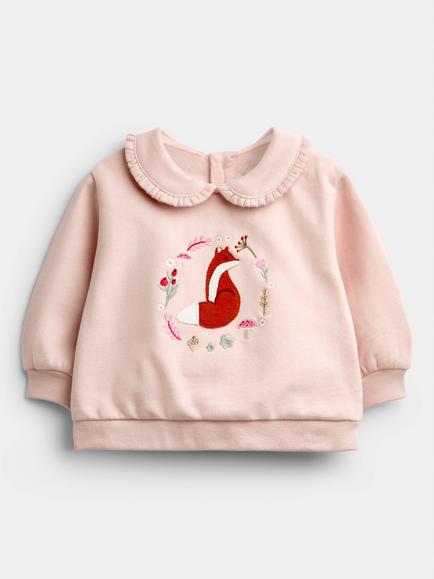 JoJo Maman Bébé Baby Fox Sweatshirt and Leggings Set, Pink - view 2, Pink