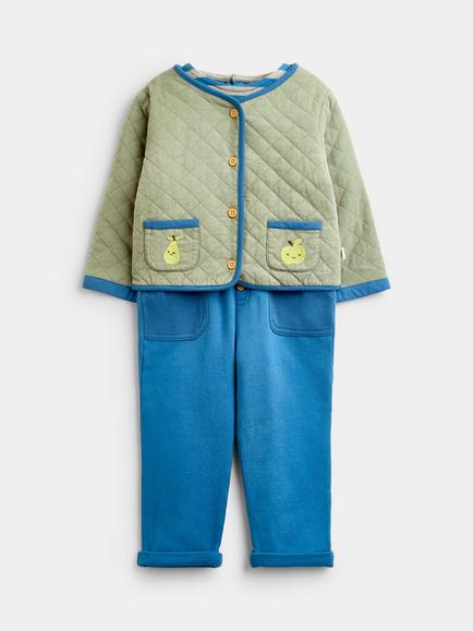 JoJo Maman Bébé Baby 3-Piece Jacket, Bodysuit and Leggings Set, Blue, Blue