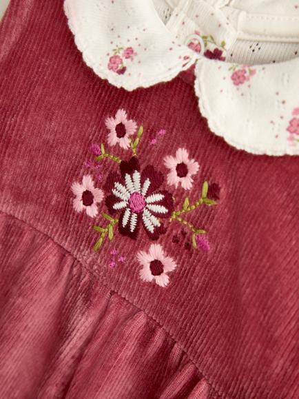 JoJo Maman Bébé Baby Squirrel Dungarees & Long Sleeve Bodysuit Set, Pink - view 2, Pink