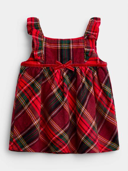 JoJo Maman Bébé Baby Tartan Dress & Long Sleeve Bodysuit Set, Bright Red - view 2, Bright Red