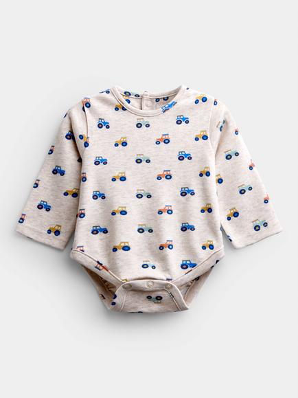 JoJo Maman Bébé Baby Tractor Bodysuit and Dungaree Set, Mid Green - view 2, Mid Green