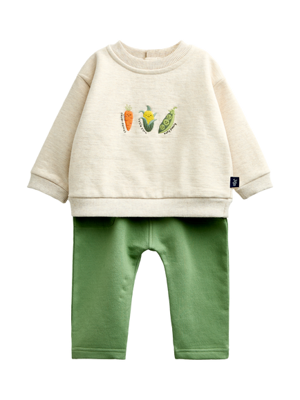 JoJo Maman Bébé Baby Vegetable Cutie Corn Sweatshirt & Trousers Set, Green, Green