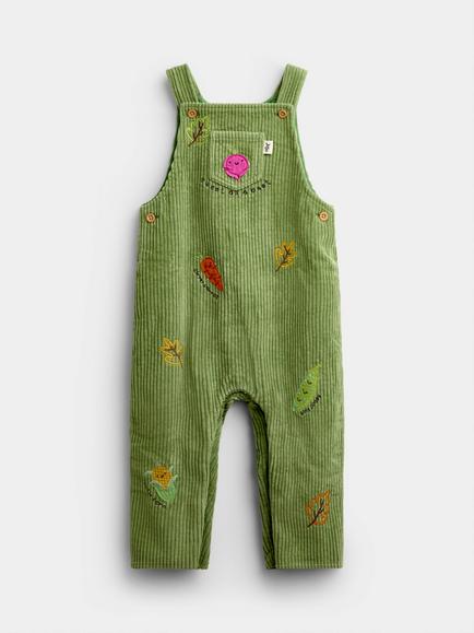 JoJo Maman Bébé Baby Veg Applique Dungaree Set, Green - view 2, Green