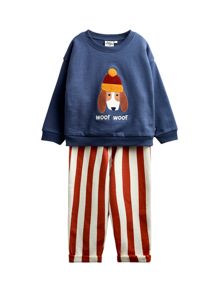 JoJo Maman Bébé Kids' Woof Club Sweatshirt & Joggers Set, Rust Orange, Rust Orange