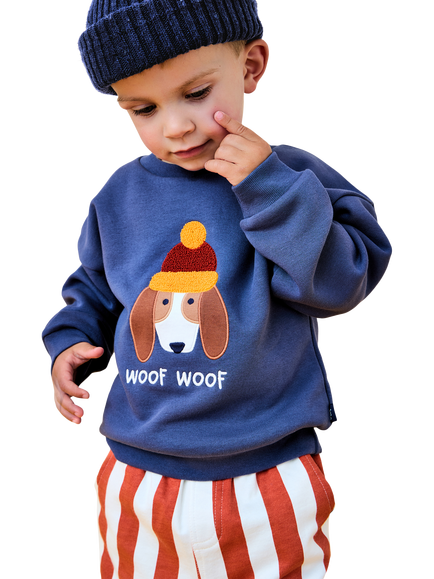 JoJo Maman Bébé Kids' Woof Club Sweatshirt & Joggers Set, Rust Orange - view 2, Rust Orange