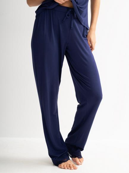 Pour Moi Sofa Loves Lace Soft Jersey Pyjama Bottoms, Navy, Navy