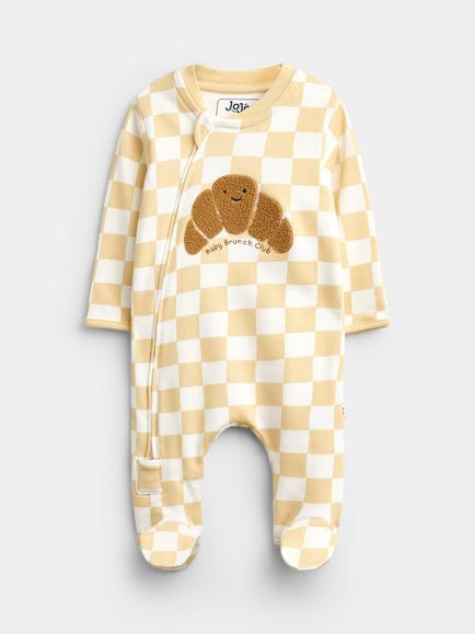JoJo Maman Bébé Baby Croissant Sleepsuit, Natural, Natural