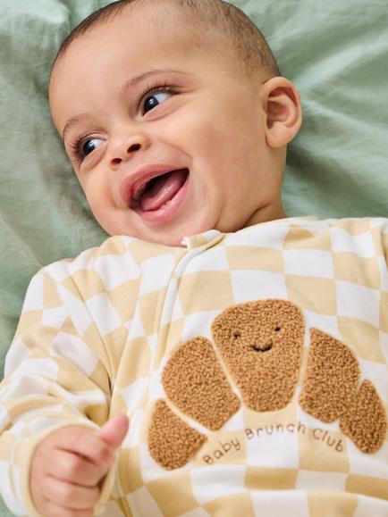 JoJo Maman Bébé Baby Croissant Sleepsuit, Natural - view 2, Natural
