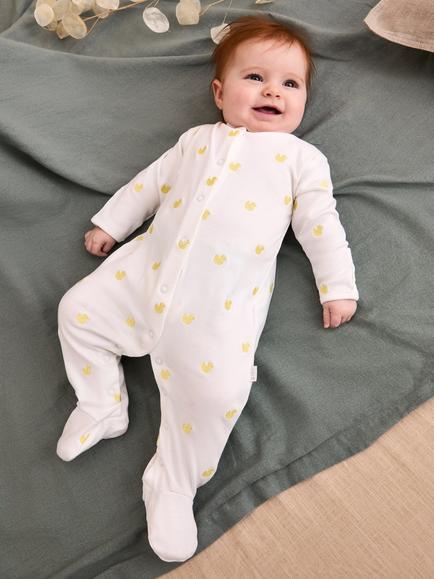 JoJo Maman Bébé Baby Duck Sleepsuit, Yellow - view 2, Yellow