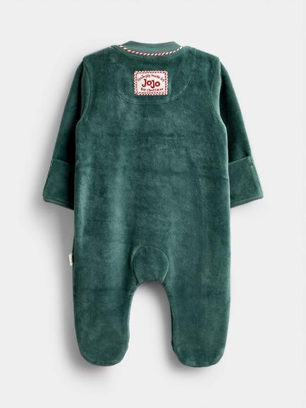 JoJo Maman Bébé Baby Father Christmas Sleepsuit, Green - view 2, Green