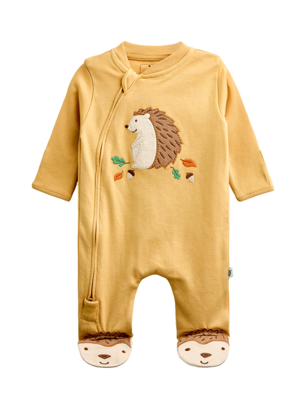 JoJo Maman Bébé Baby Hedgehog Sleepsuit, Mustard, Mustard
