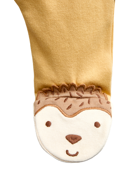 JoJo Maman Bébé Baby Hedgehog Sleepsuit, Mustard - view 2, Mustard