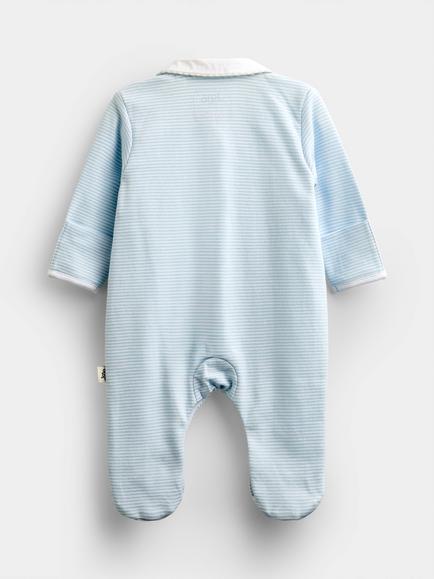 JoJo Maman Bébé Baby London Striped Sleepsuit, Blue - view 2, Blue