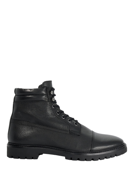 Dune London Sawyeer Leather Lace Up Ankle Boots, Black, Black
