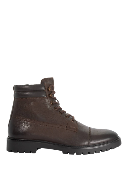 Dune London Sawyeer Leather Boots, Dark Brown, Dark Brown