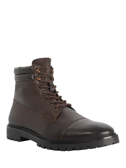 Dune London Sawyeer Leather Boots, Dark Brown - view 2, Dark Brown