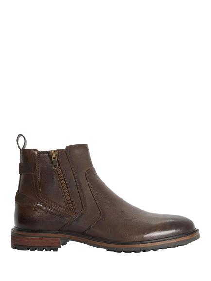 Dune London Scouter Leather Boots, Dark Brown, Dark Brown