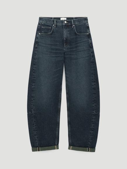 HUSH Zavie Barrel Leg Jeans, Washed Dark Blue, Washed Dark Blue