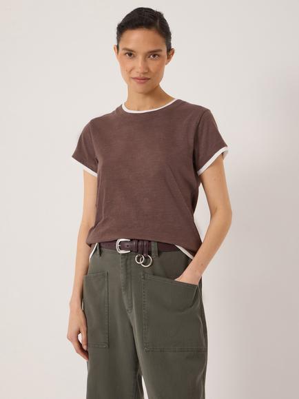 HUSH Winona Double Layer Slim T-Shirt, Antler Brown, Antler Brown