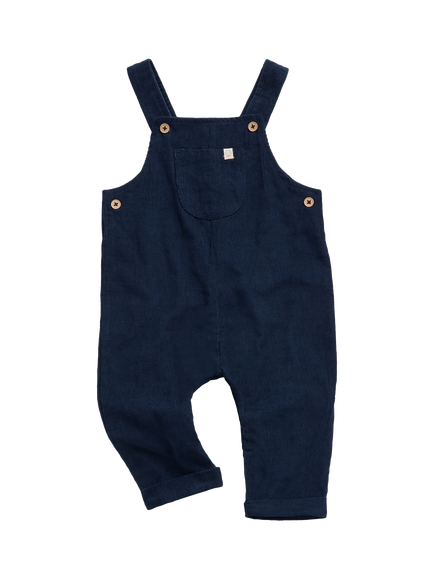 MORI Baby Corduroy Dungarees, Navy - view 2, Navy