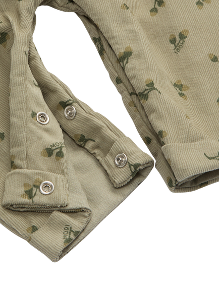 MORI Baby Corduroy Acorn Print Dungarees, Tea - view 2, Tea