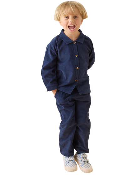 MORI Kids' Oversized Long Sleeve Corduroy Shirt, Navy - view 2, Navy