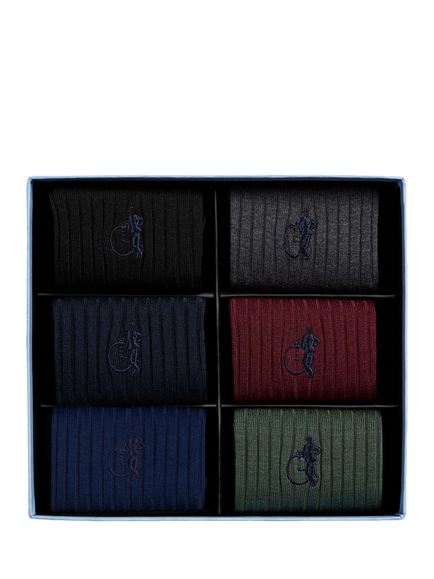 London Sock Company Simply Sartorial Sock Collection Gift Box, Pack of 6, Simply Traditional